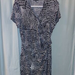 Black and White Patterned Wrap Dress Sizw 14